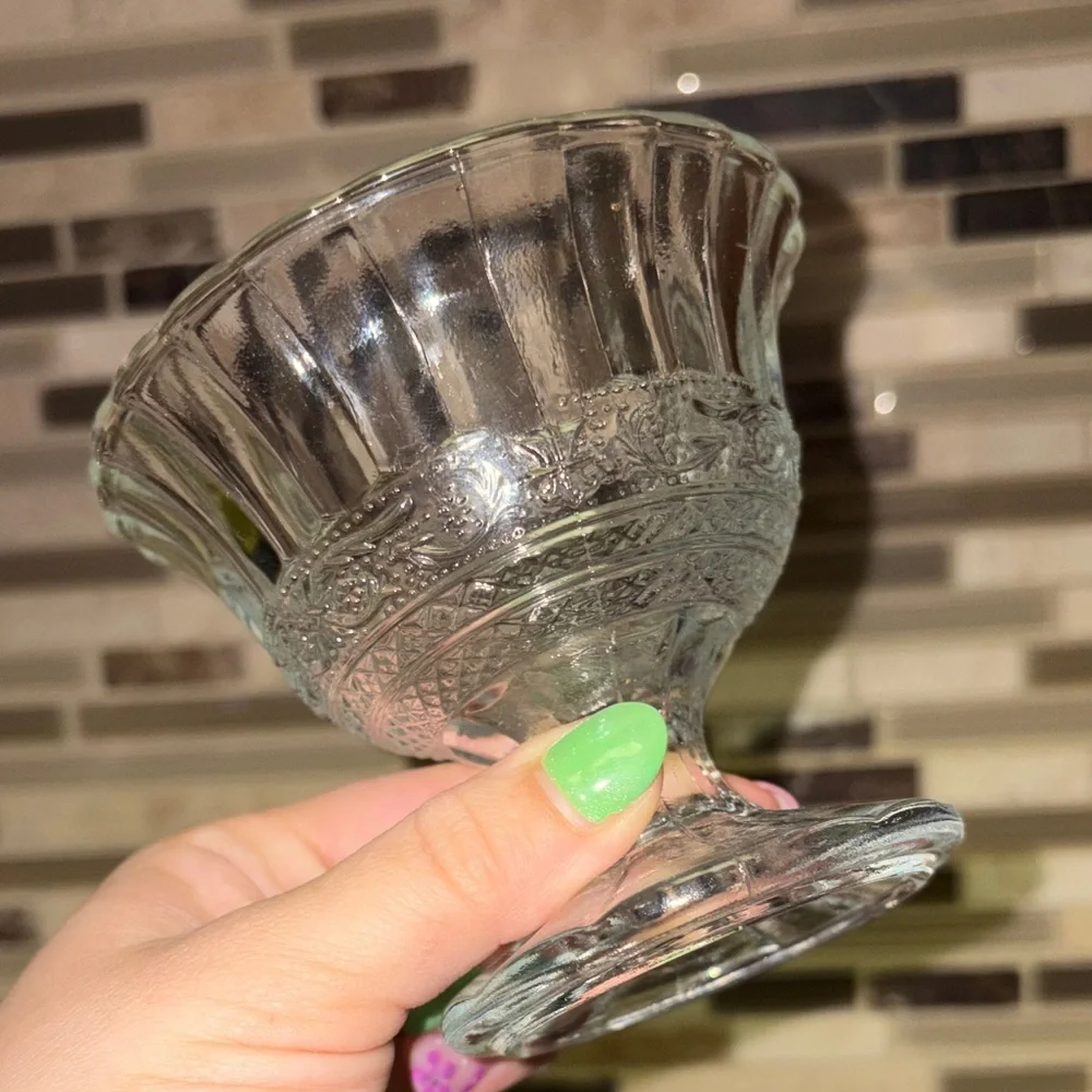 Clear Glass Footed Dessert Bowl or Jewelry Holder